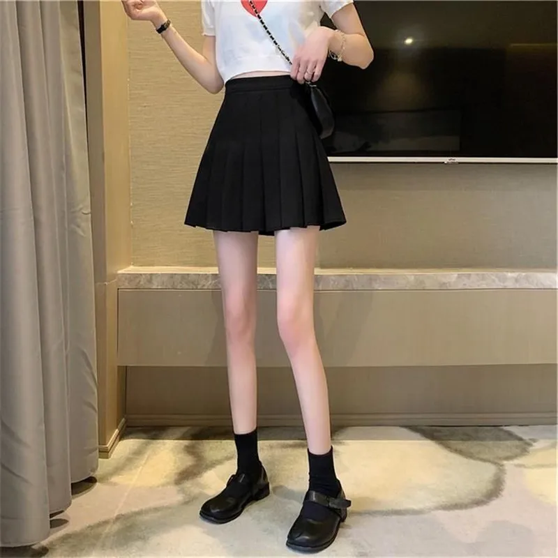 Spring and Summer Half-Length Pleated Skirts for Women High Waist Slim College Style Sexy Mini Short Skirts Female A-Line Skirt skater skirt