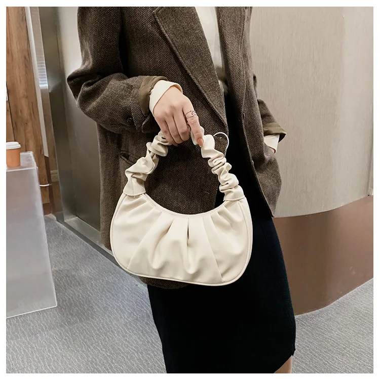 2022 New Solid Color Cloud Pleated Bag Simple Women's Underarm Bag Sweet Shoulder Bag Tote Bags for Women