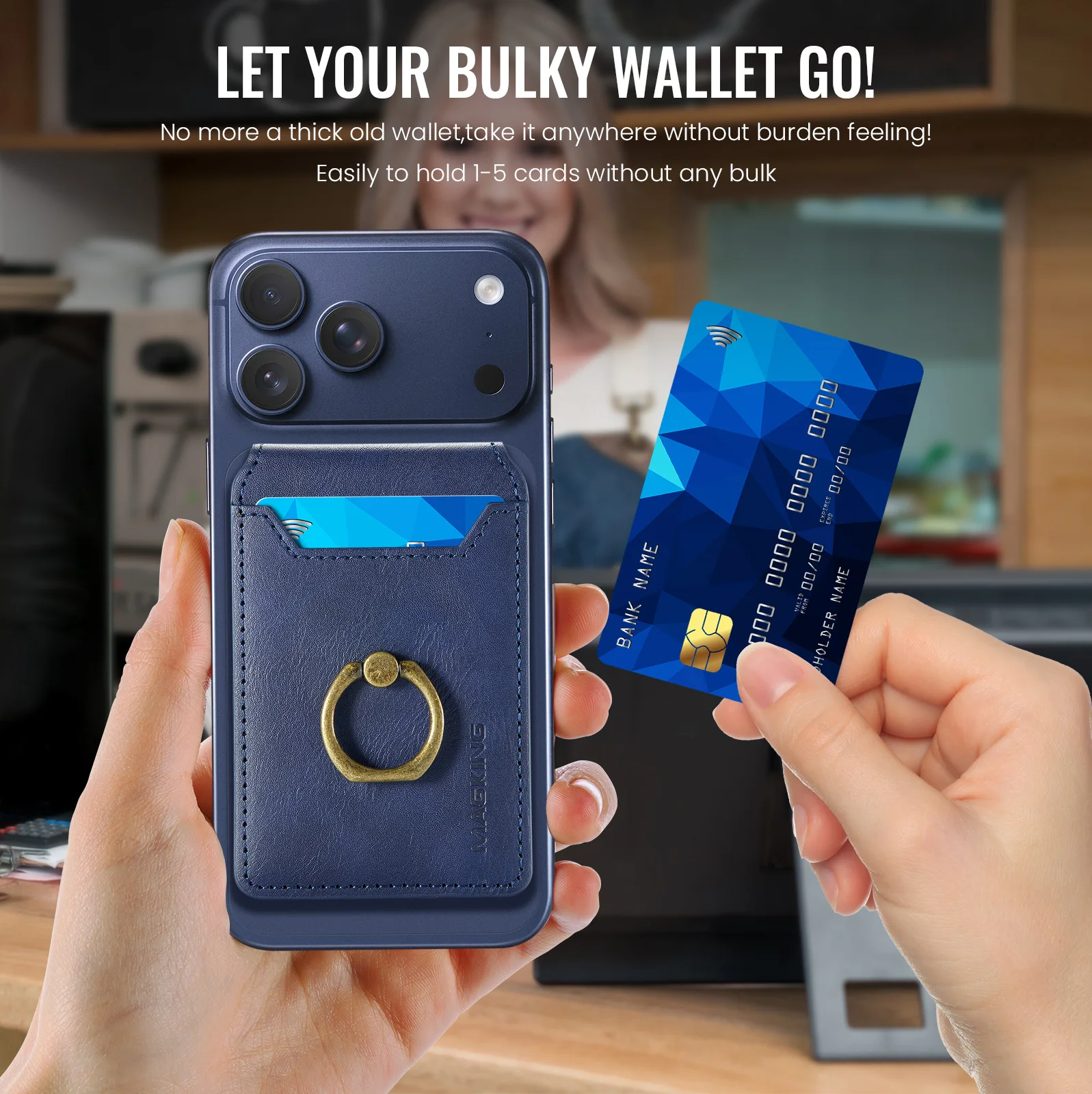 Premium Magnetic Leather Wallet and Card Holder Case with Stand Feature
