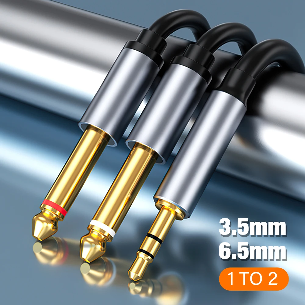 Premium Dual 6.5 mm TRS AUX Audio Cable Adapter Connector