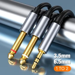 Premium Dual 6.5 mm TRS AUX Audio Cable Adapter Connector - 3m (Black)