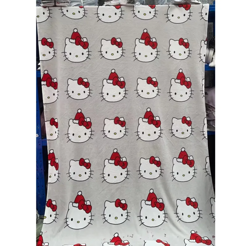 

Sanrio Hello Kitty Plush Soft Blanket Christmas Large Cartoon Flannel Sofa Blanket Bed Sheet Cardigan Kawaii Anime Festival Gift