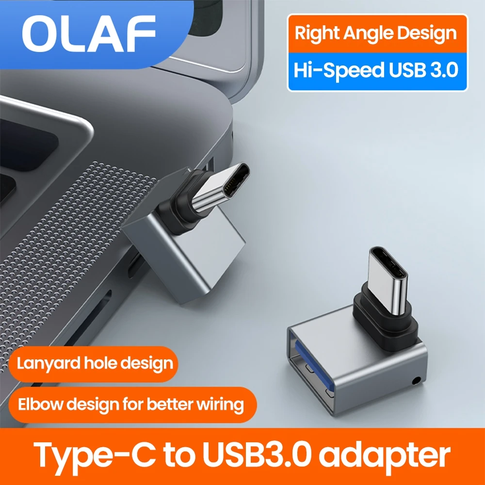 Type C Male To USB 3.0 Female Adapter Type C To USB 90 Degrees Right Angled USB C Extension Connector for Laptop Tablet U-disk BEST SELLERS