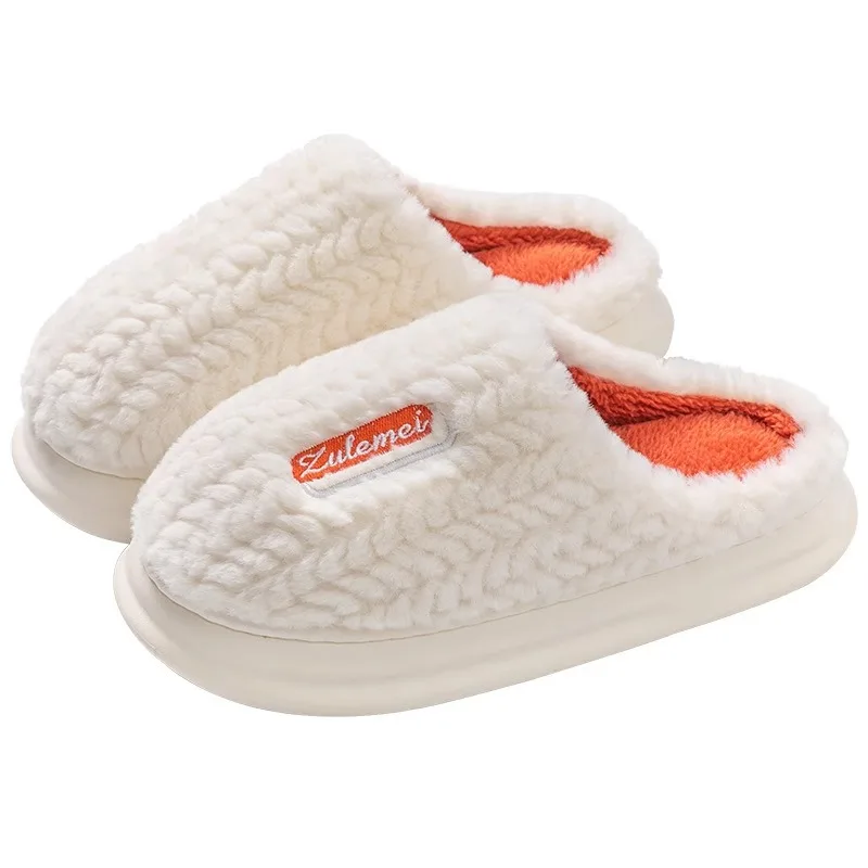 2024 New Cotton Slippers for Women Winter Indoor Home Couple Thick Bottom Warm Home Plush Slippers for Men 6