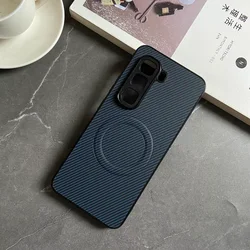Carbon Fiber Leather Magnetic Wireless Charging Case for ZTE nubia Z50 (Blue)