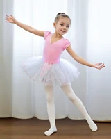 Ballet Tutu Dress Girl Short Sleeve Ballerina Costume Kids Toddler Ballet Outfit Cotton Dance Leotards with Tutu Skirts 6