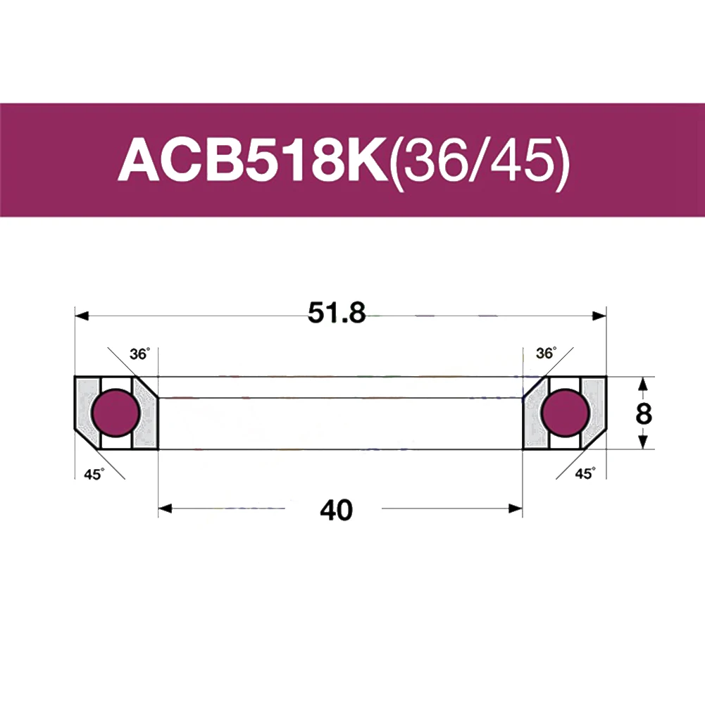 

Велосипедная гарнитура с подшипником 20g 40x51,8x8 36 °/45 °