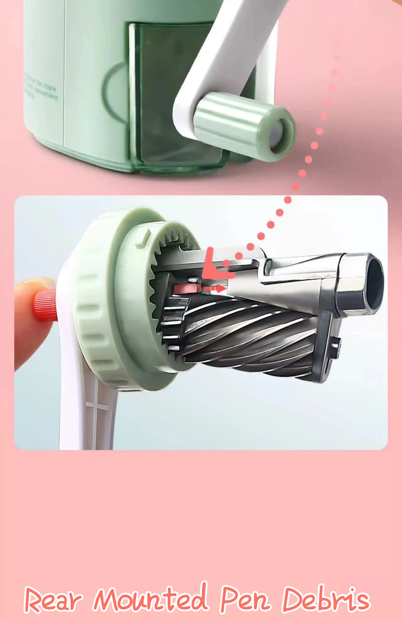 Adjustable Hand Cranked Pencil Sharpener for Students  Kids - Automatic Color Lead Drawing Feature