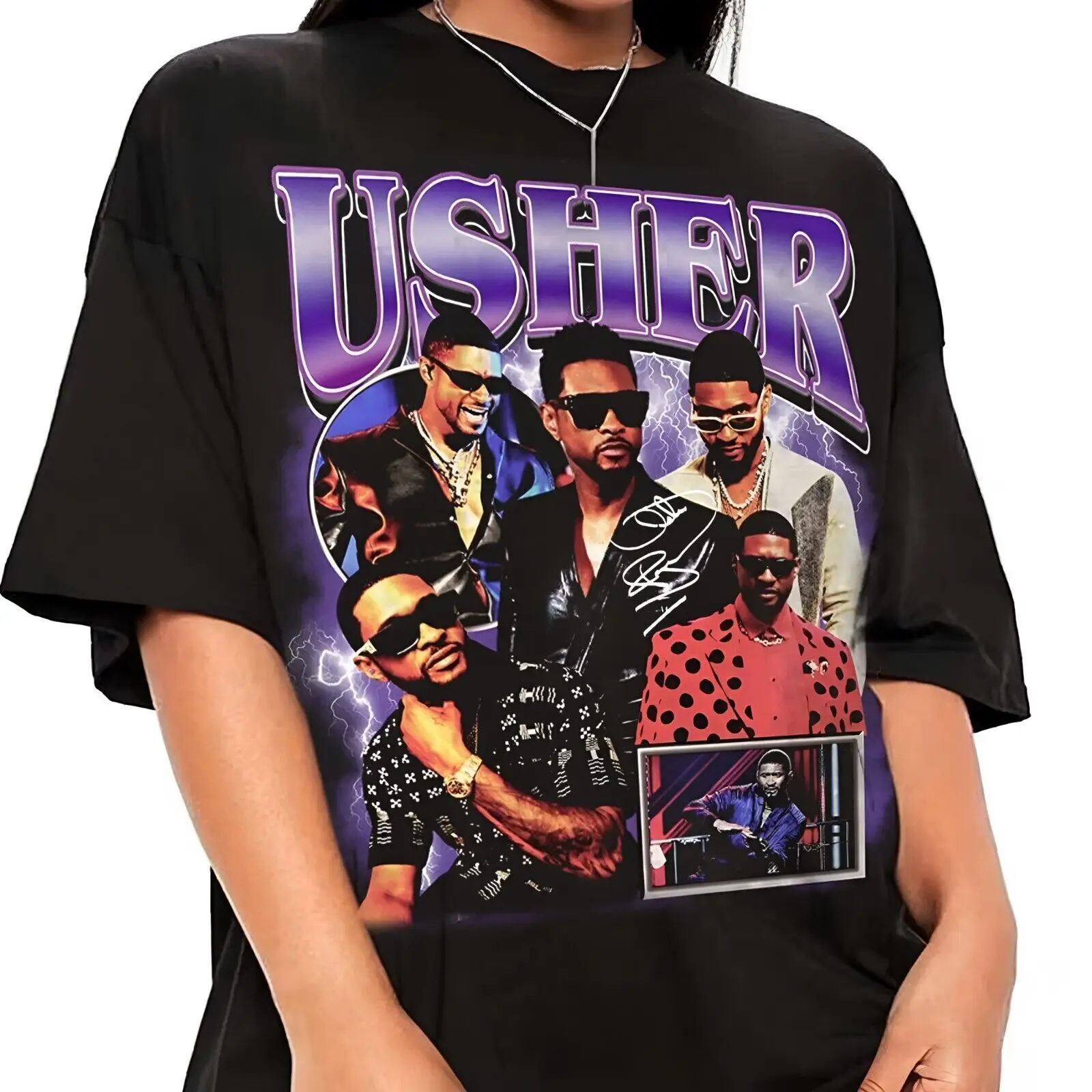 Hot Usher Singer T Shirt S 5Xl Maniche Lunghe O Corte