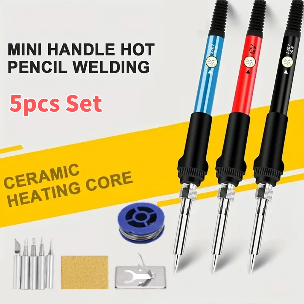 Soldering Iron 60W Electric Soldering Iron Adjustable Temperature Replaceable Soldering Iron Head Pen Welding Kit