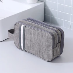 Versatile Travel Toiletry and Shaving Organizer with Three Compartments (Light Grey)