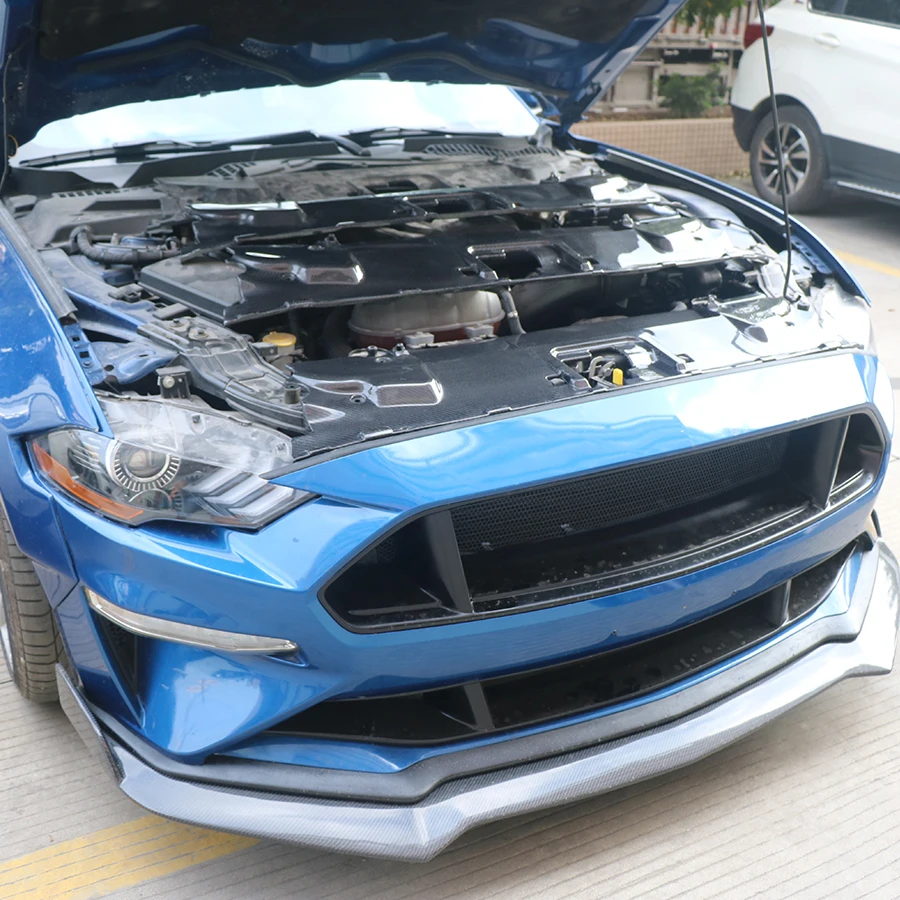 Carbon Fiber Engine Compartment Cooling Plate For Ford Mustang 2.3T 5.0 2015- Replace Water Tank Radiator Cover Accessories