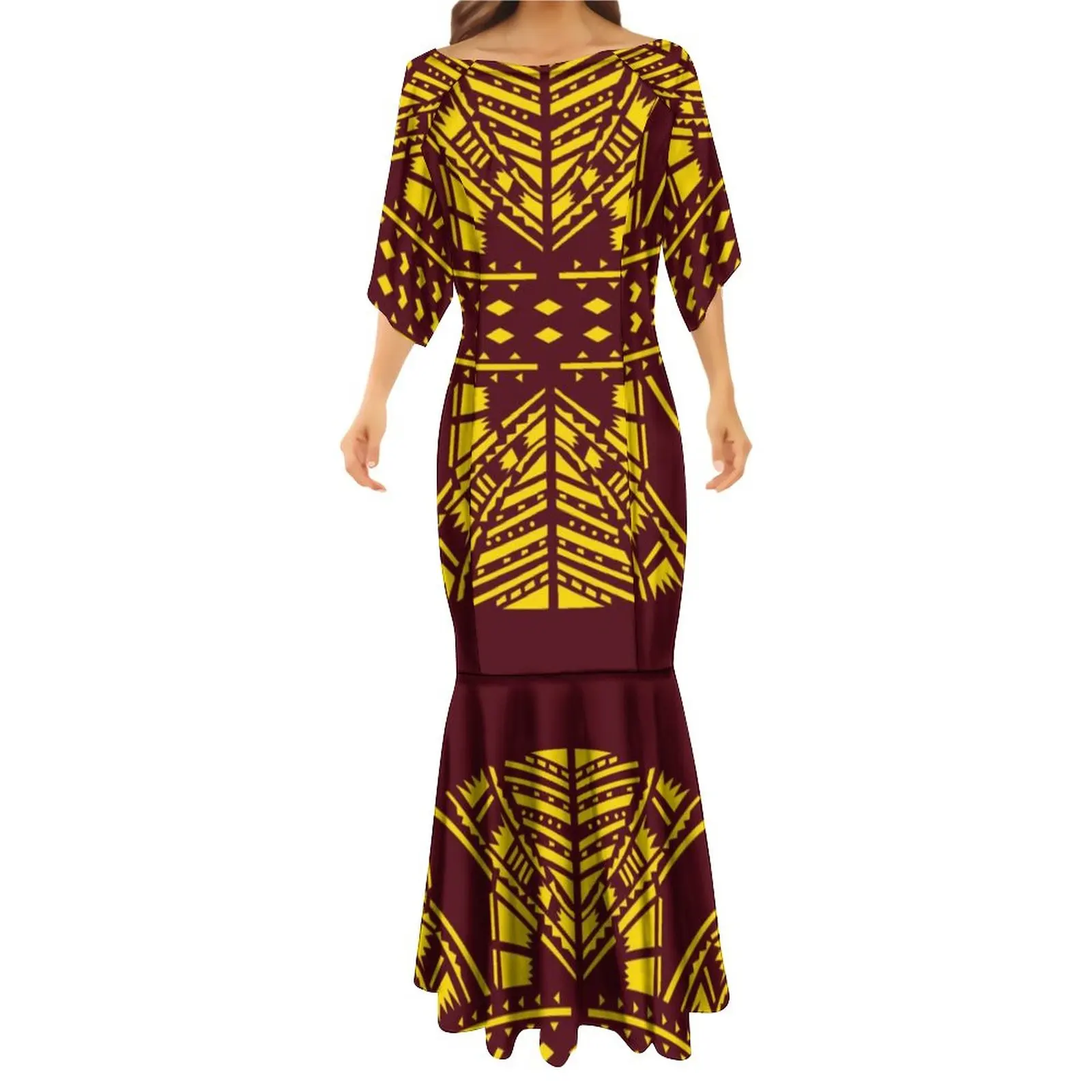 Wholesale Custom Puletasi Patterns Dress Polynesian Tribal Casual Bodycon Sexy Party Club Wear 2 Set Dress For Female