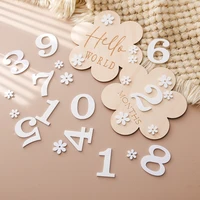 1 Set Wooden Baby Milestone 1-12 Monthly Flower Shape Milestone Cards Newborn Photo Accessories Photography Prop Birthing Gifts 1