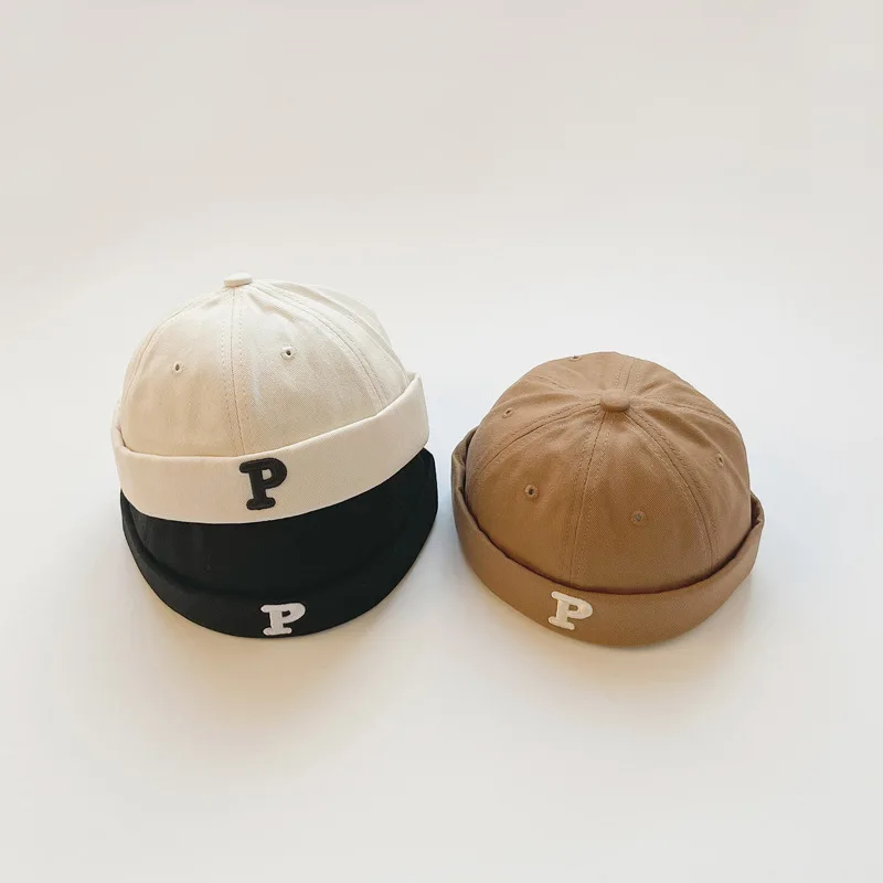 Kids Melon Skull Beanie - Solid Color Brimless Hat for Boys  Girls
