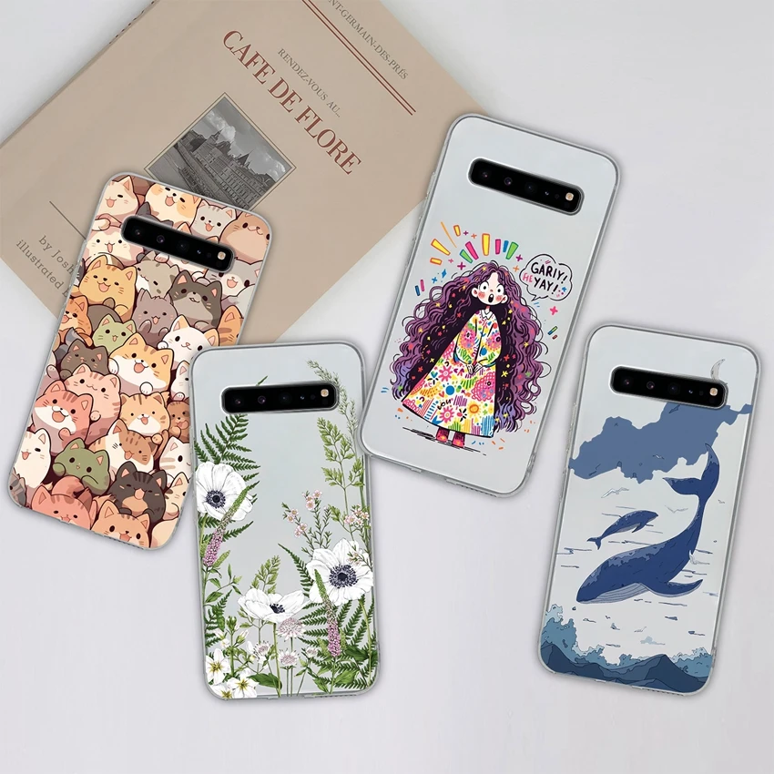 Romantic Rose Pattern Transparent TPU Silicone Anti-Slip Bumper Phone Cover