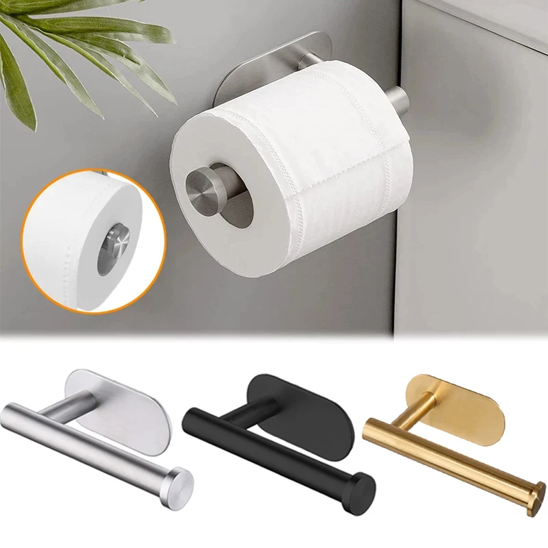 YIGII Toilet Paper Holder Self Adhesive - Adhesive Toilet Roll Holder no  Drilling for Bathroom Stainless Steel Brushed