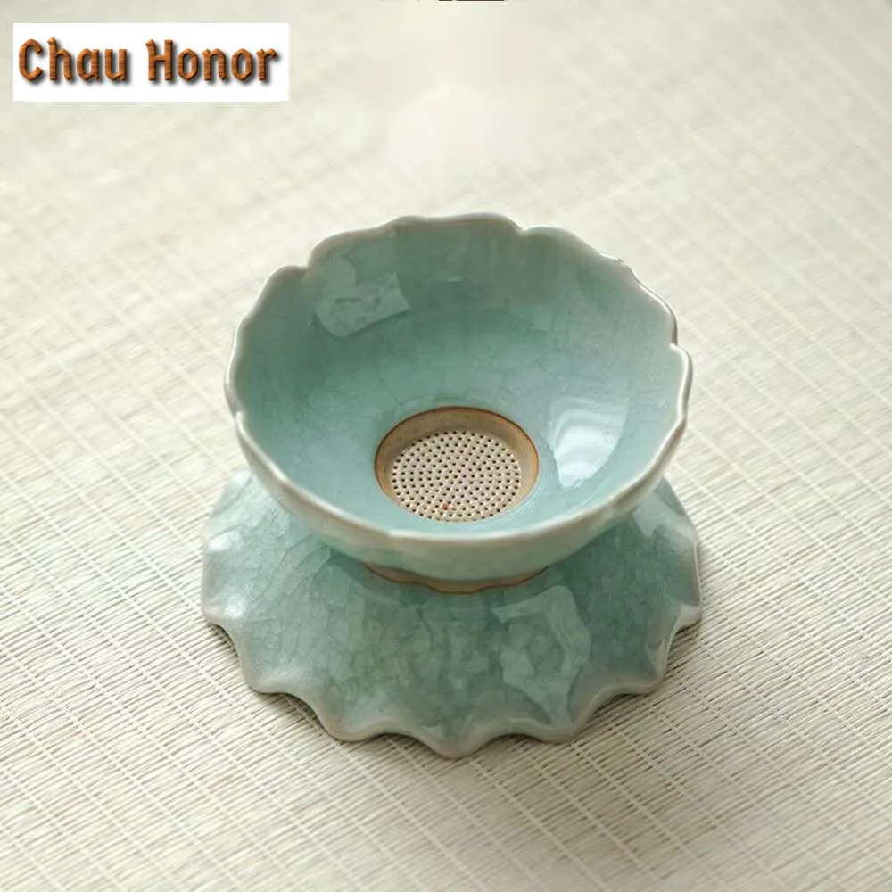Handmade Ru Kiln Opening Ice Flower Glaze Tea Separator Infusor Aesthetic Tea Strainer Tea Making Tea Filter Tea Ceremony Gift