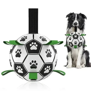 “Interactive Dog Tug & Fetch Toy – Sturdy Soccer Ball with Straps for Indoor & Outdoor Play” 1