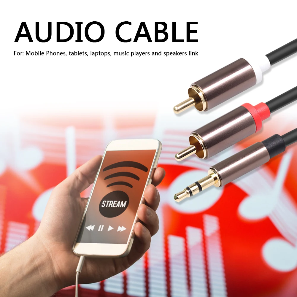 1/8 inch Male to 2RCA Male Splitter Adapter Plug 3.5mm 3.5 Jack to Dual RCA AUX Audio Cable for DIY Audio Video Cable audio cable audio adapter audio converter adapter