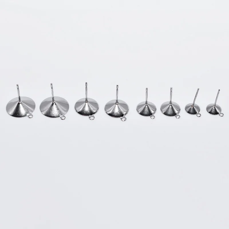 Ms.Betti 12mm 10mm 8mm 6mm Rivoli Stud Earrings With Jump Rings Fitting Findings Settings For Jewelry DIY Making 50pairs/lot