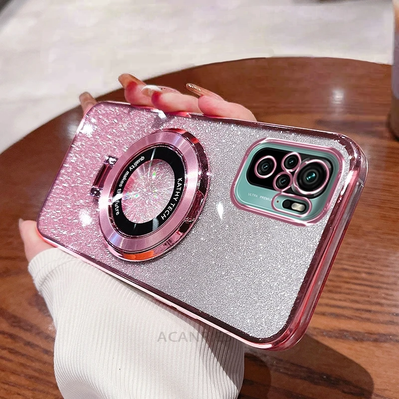 Glitter Plating Silicone Case with Holder and Stand