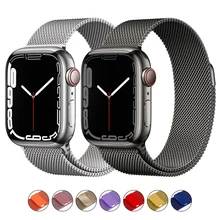 

Metal Strap For Apple watch band 44mm 40mm 42mm 38mm stainless steel bracelet magnetic loop iWatch Series 7 3 4 5 6 se 41mm 45mm