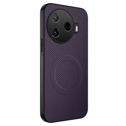 Luxury Frosted Carbon Fiber Phone Case with Magnetic Wireless Charging Capability for Tecno Camon 40 Premier (Purple)