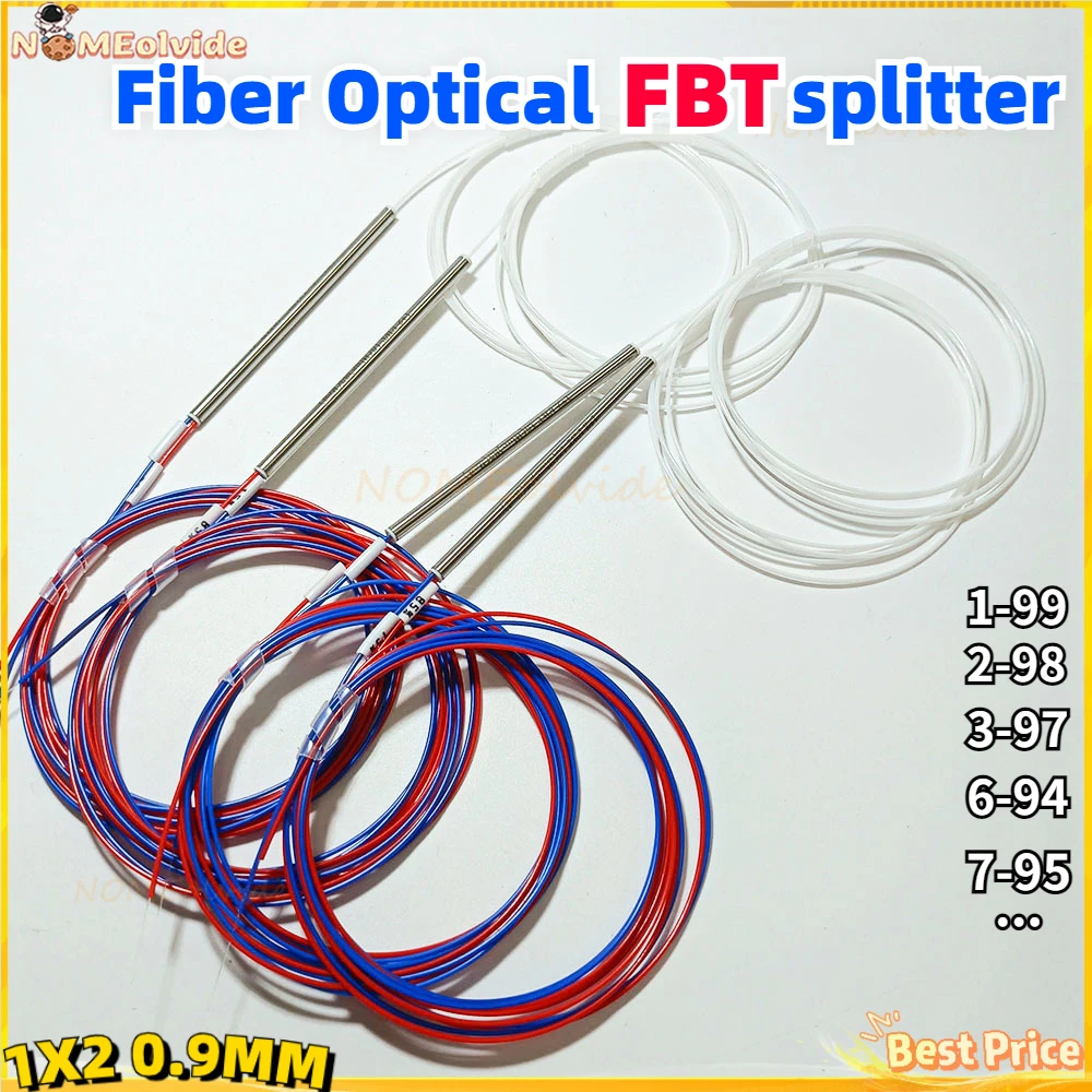 

10pcs optic fiber FBT splitter without connector unbalanced coupler 1-99 To 33-67 support OEM split ratio FTTH Splitter