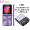New F265 Flip Foldable Phone 2.55inches 2G GSM Four SIM Cards MTK Mp3 Mp4 Multi-language Mobile Phone 1400mAh TFT Display Screen 1
