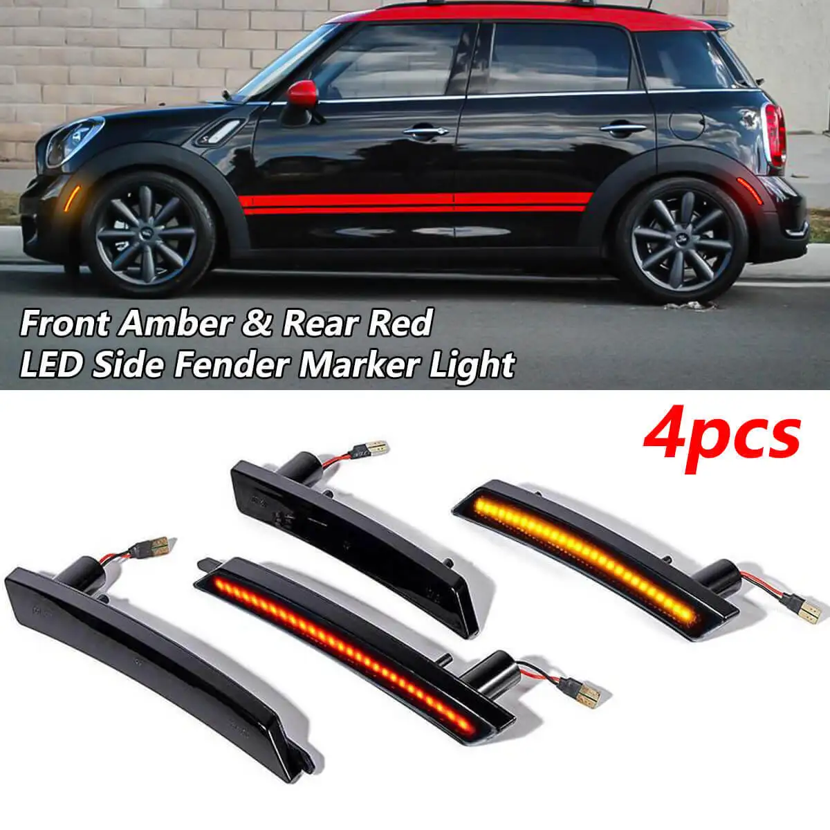 Set of 2 LED Amber Red Side Marker Lamps