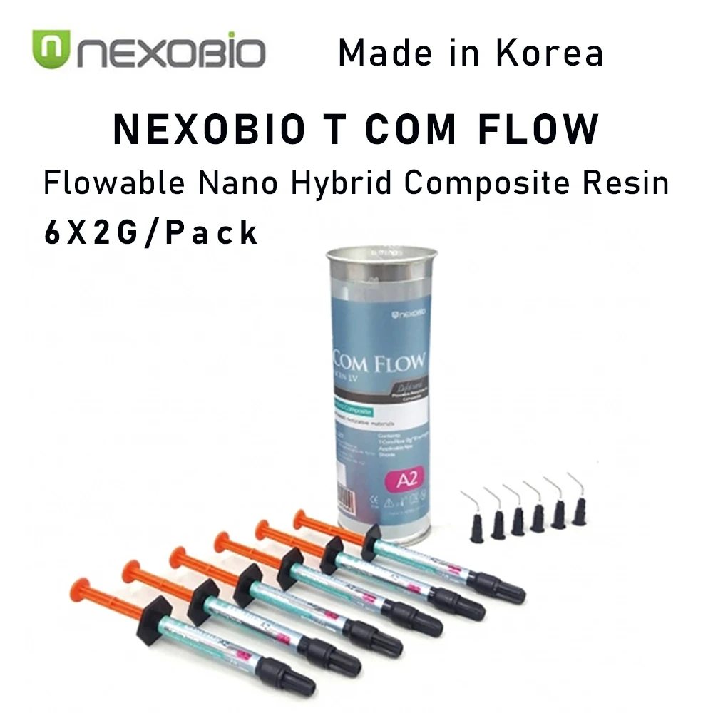 

6pcs Dental Flowable Composite Korean Nexobio A2 A3 Syringe Flow Resin Light Cure Fluid Nano Filling Material Dentistry Products