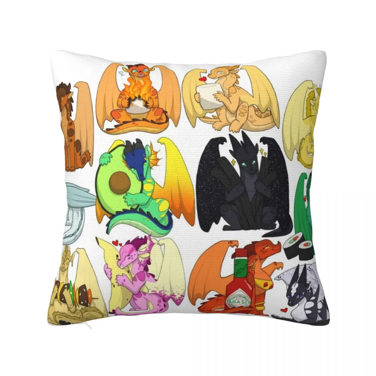 

Wings of Fire Chibis with FOOOOD Throw Pillow Sofa Pillow Cover Cushions Cushions Home Decor