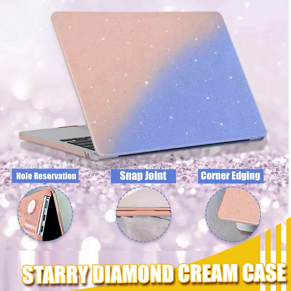 

Laptop Case For MacBook Air 13 Case Macbook Pro 13 Case 2020 Air M1 For Macbook Air 13 Starry Diamond Cream Case