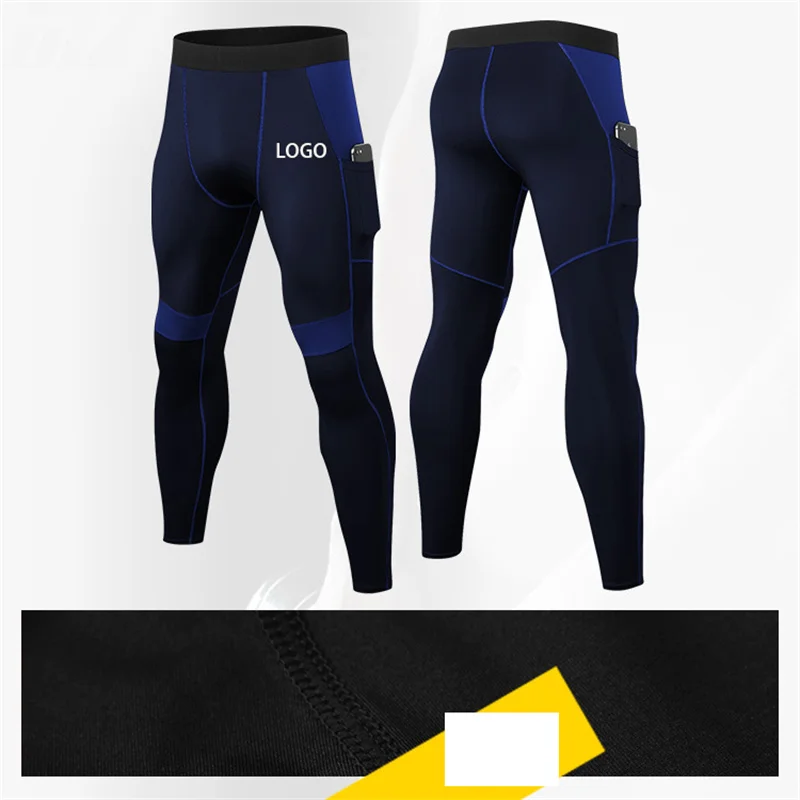 

055 2020 LOGO Men's Fitness Pants With Pockets Tight High Elasticity Quick Dry Breathable Sweat Wicking Fitness Yoga Running