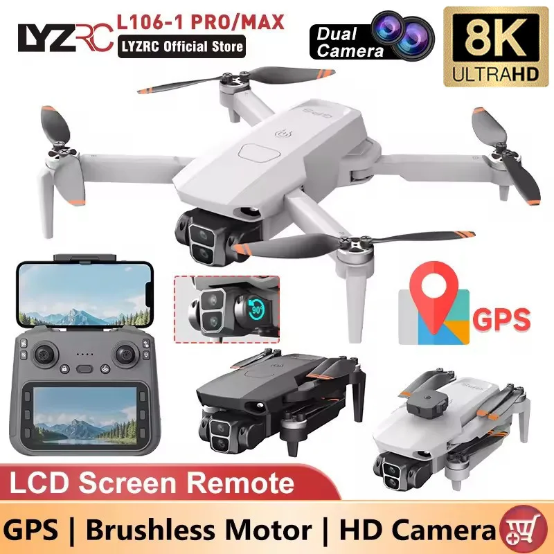 Drone L106-1 PRO 8K GPS avec télécommande écran 5 pouces
