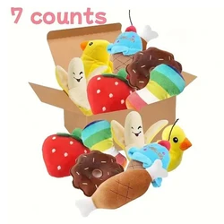 7 - Piece Plush Puppy Chew Toy Set - Soft Fruit & Vegetable Sound Toys (7 pcs)