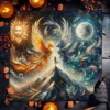 Mystical Sun and Moon Tarot Card Tablecloth With Ice and Fire Phoenixes For Tarot Readings Cloth Witch Altar Cloth Home Decor 6