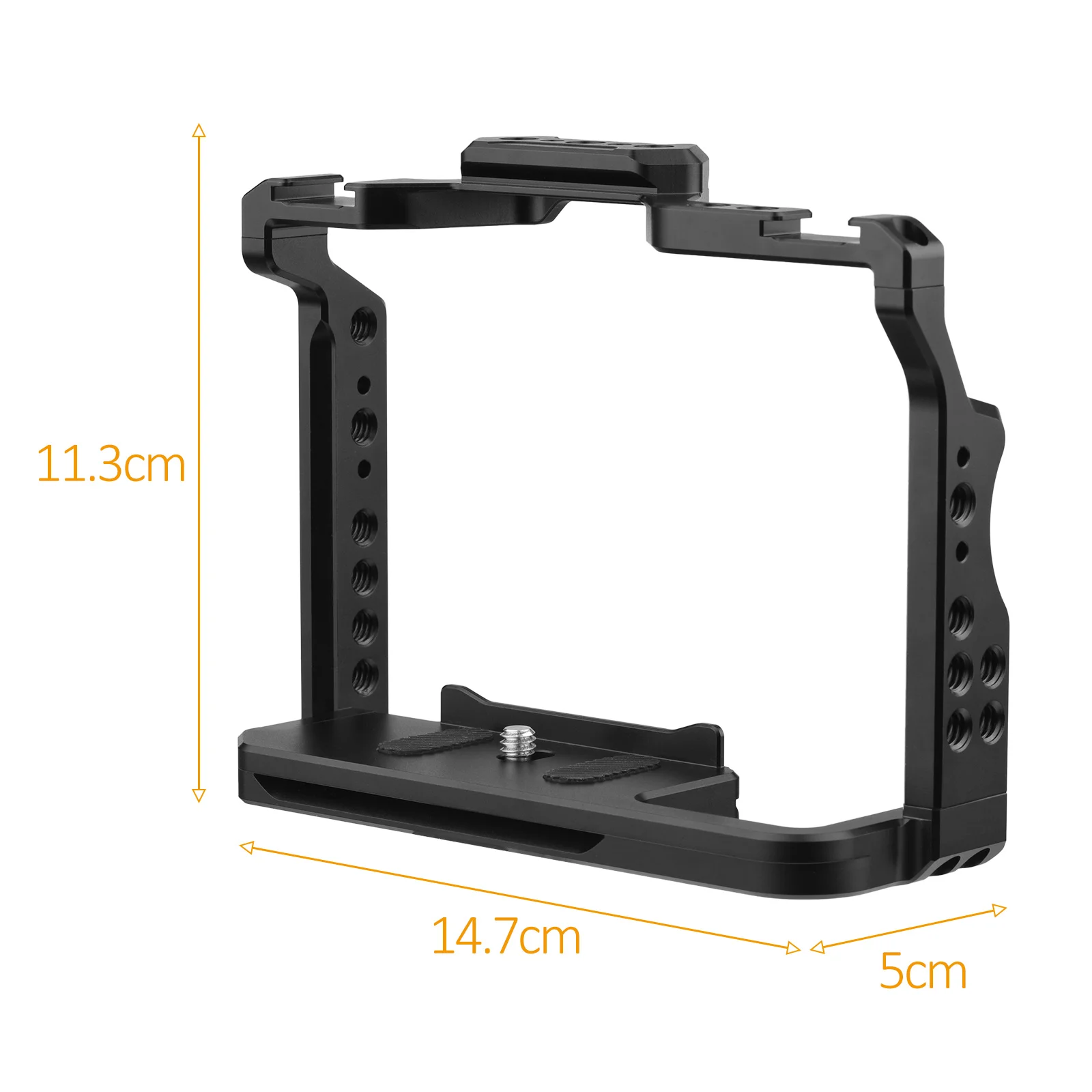 Camera Cage with Dual Cold Shoe Mounts 1/4 Inch Threads for Sony A7IV/ A7III/ A7II/ A7R III/ A7R II/ A7S II