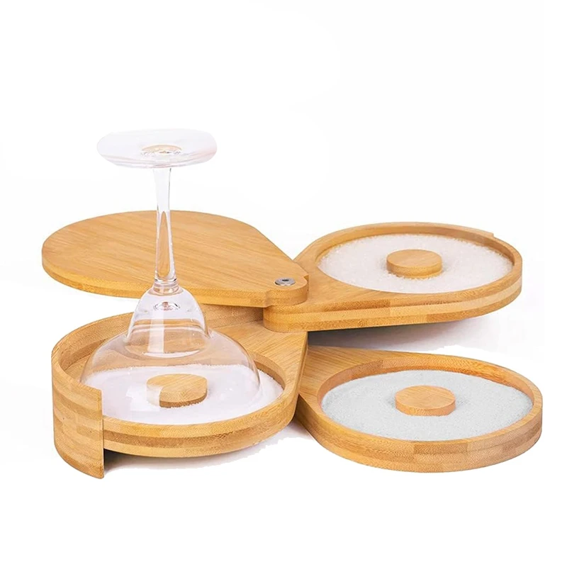 1 Pz Legno Margarita Sale Rimmer Cocktail Rimmer Kit Diametro Vetro Rimmer Con Coperchio Legno Colore Vetro Bar Zucchero Sale Rimmer Piatto