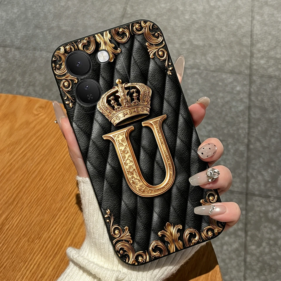 Luxury Crown Letters Pattern High-Quality Matte Silicone Shockproof Phone Case