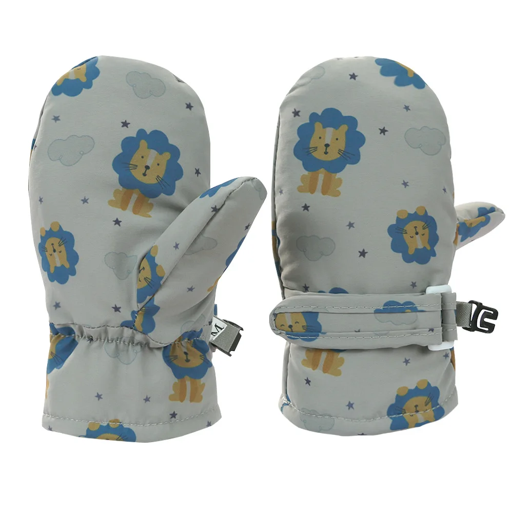 New Kids Winter Ski Gloves Cute Cartoon Warm Mittens Non-slip Windproof Waterproof Outdoor Sports Gloves for Children Boys Girls 3