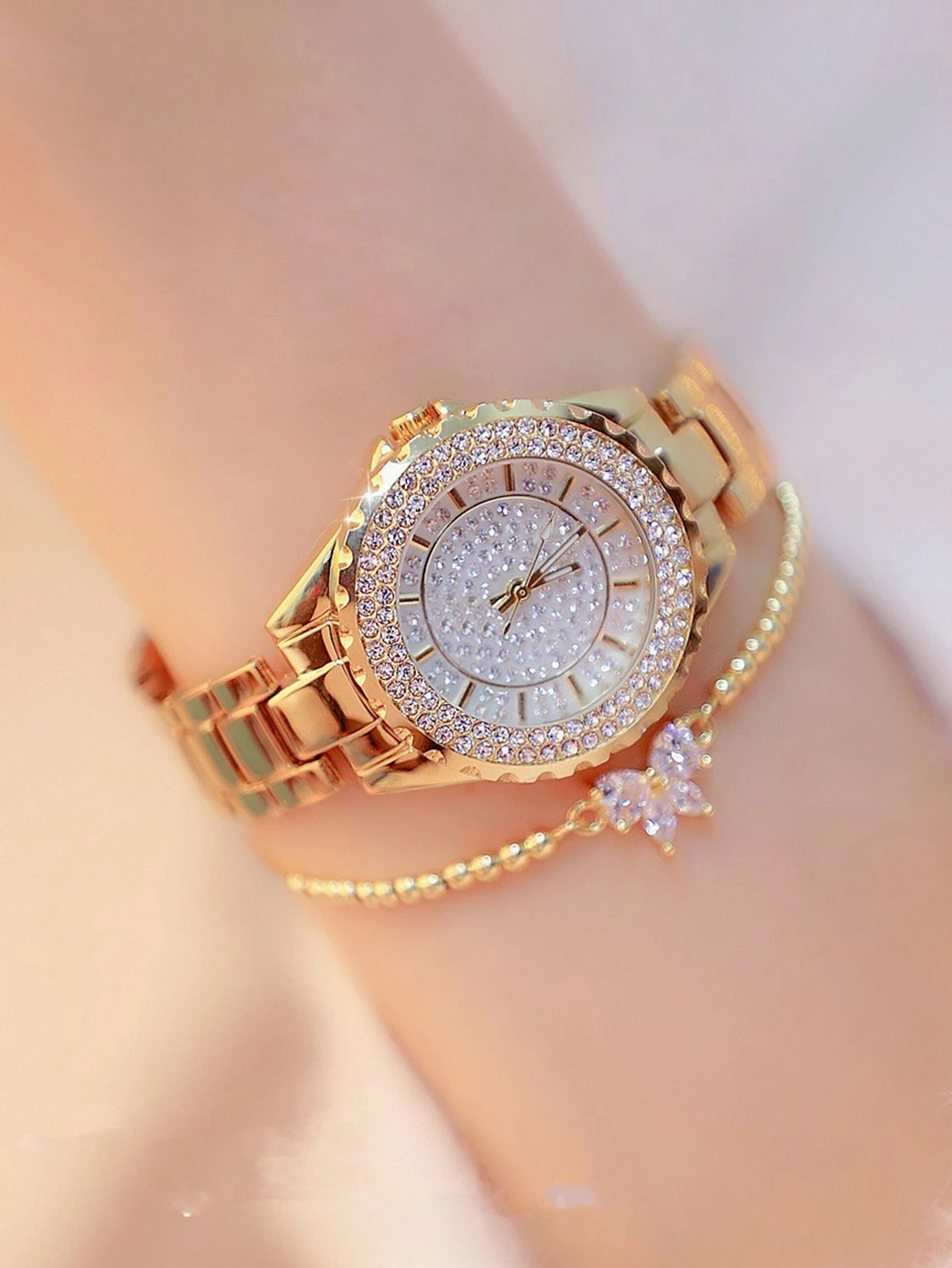 Women Watches Quartz Steel Belt Bracelet Watch Set