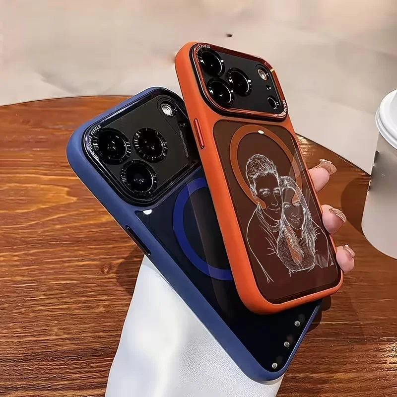 Personalized Customized Personal Friend Photo Sketch Magnetic Wireless Charging Translucen thumbnail 6