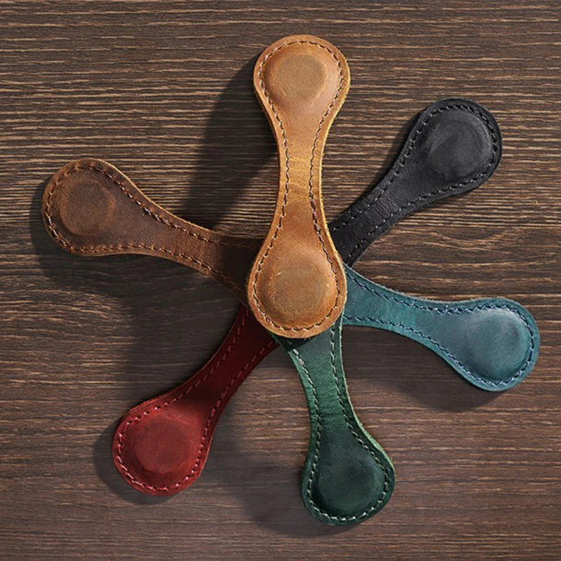 Bookmark Set Vintage Magnetic Leather Double-sided Magnetic Buckle Magnet Clip