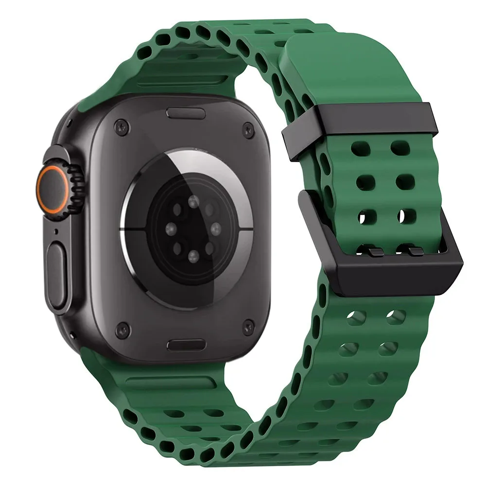 Ocean Silicone & Metal Buckle Adjustable Watch Strap Bracelet