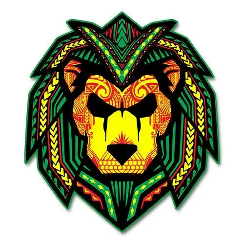 For Polynesian Sticker, Lion's Pride Rasta Green Red Yellow Pacific Islander decal