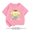 Summer New Kids Sanrio Cartoon Print T-shirt Pompompurin Children's Short sleeved Top O-Neck 100Cotton Boys And Girls Tee shirts 3