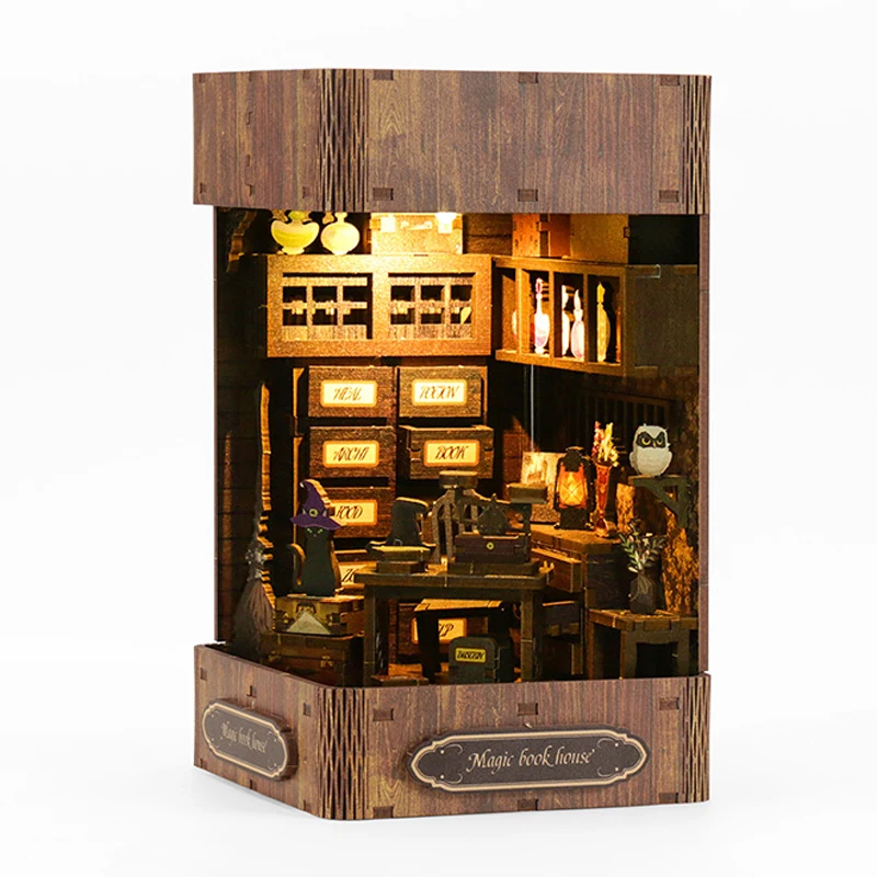 DIY Wooden Miniature Model Kit Magic Book House Casa Doll Houses 3D Puzzle Dollhouse With Furniture Home Decor for Friends Gifts 4