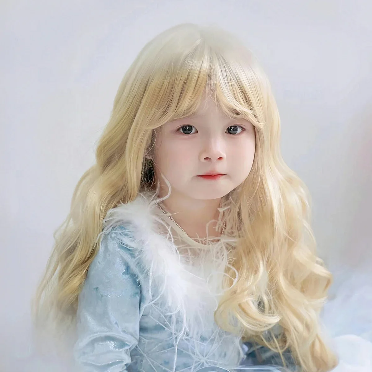 Kids Blonde Wigs Children Long Hair Accessories Baby Golden Headgear Little Girl Party Cosplay Headdress Student Tiara Coronet hair accessories cosplay accessories